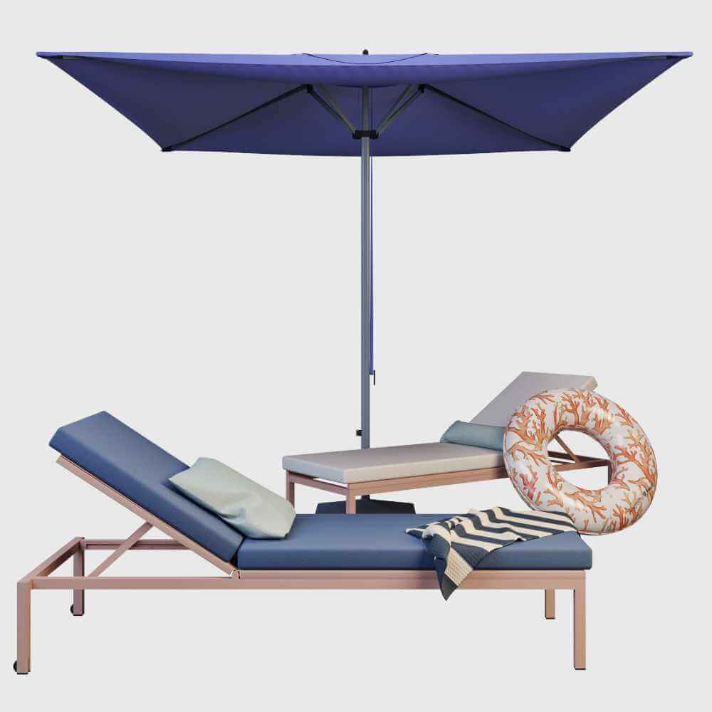 KETTAL户外遮阳伞和日光浴床3D模型（OBJ,FBX,MAX）