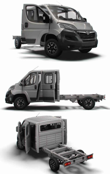 带内饰的2023 Opel Movano Chassis CrCab 3800WB卡车3D模型（OBJ,FBX,MAX,LWO,C4D）