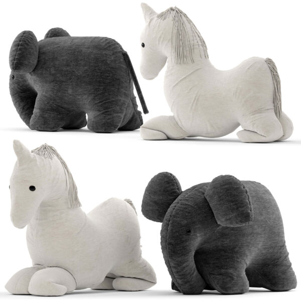 马和大象动物公仔 玩偶3D模型（OBJ,FBX,MAX）