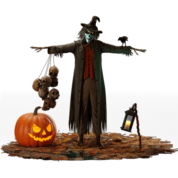 包含稻草人的万圣节装饰组合3D模型（OBJ,FBX,MAX）