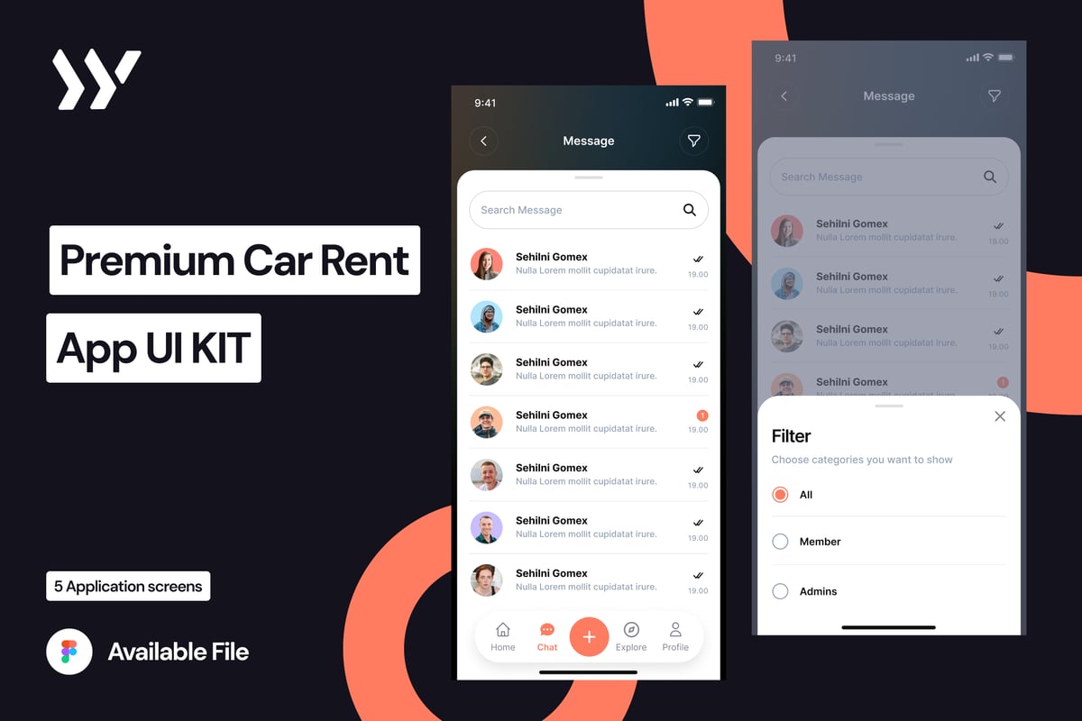 高级租车 – 聊天 APP UI KIT (FIG)