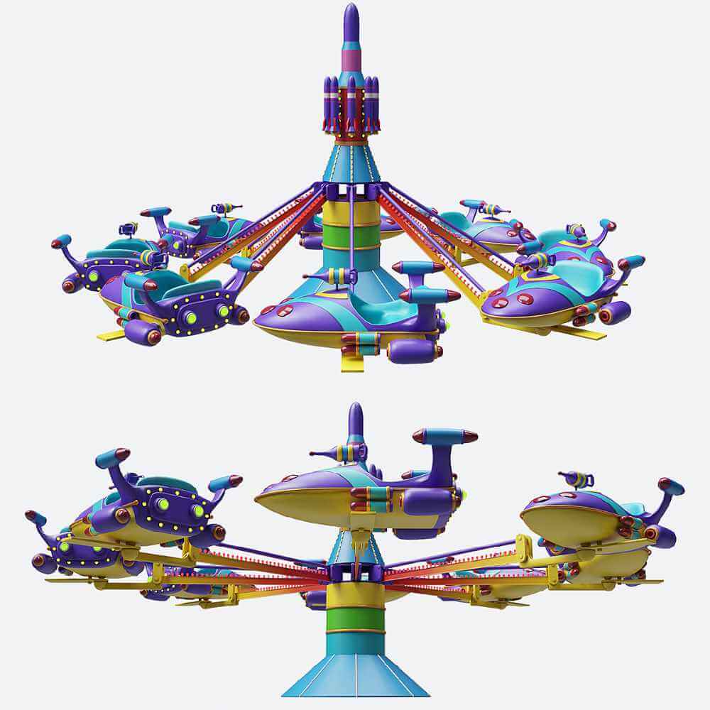 旋转火箭 儿童游乐设施 游乐园设备3D模型（OBJ,FBX,MAX）