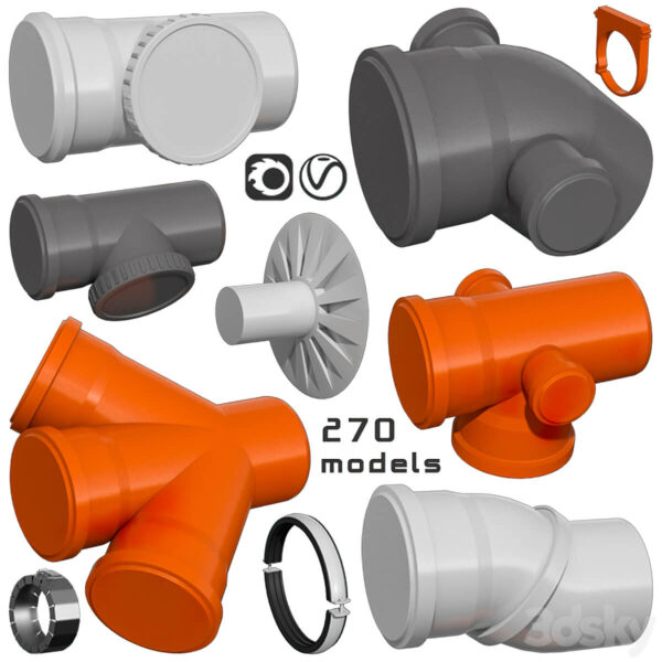 供水排水管道配件 夹具 横梁联轴器3D模型（FBX,MAX）