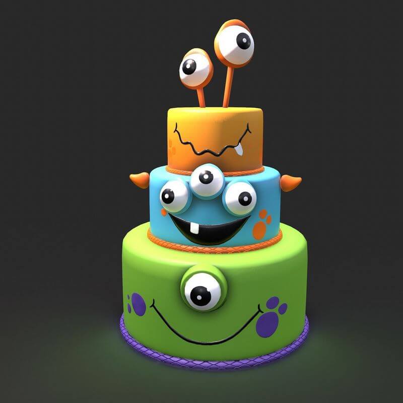 万圣节怪物蛋糕low poly 3D模型（OBJ,FBX）