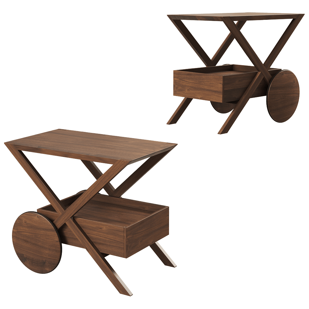 Porada SPRITZ带轮子的木质推车 茶几 边桌3D模型（OBJ,FBX,MAX）