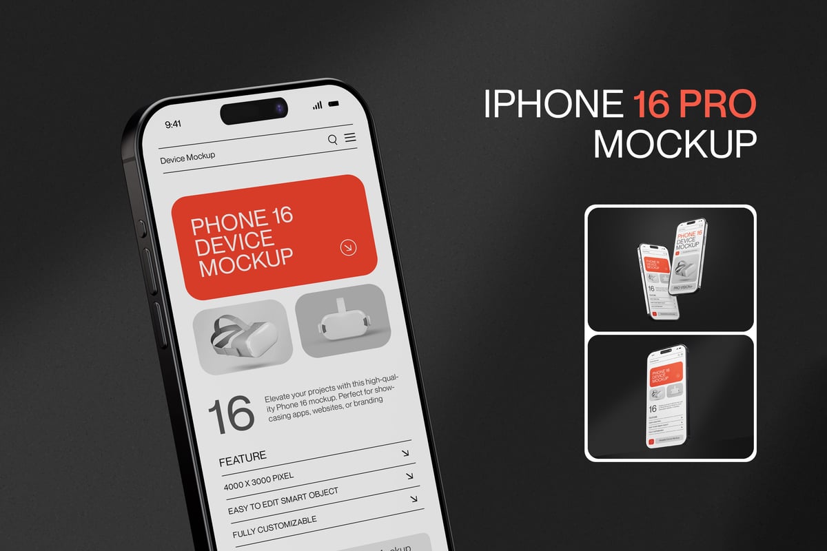 iPhone 16 Pro PSD 模型集 (PSD)