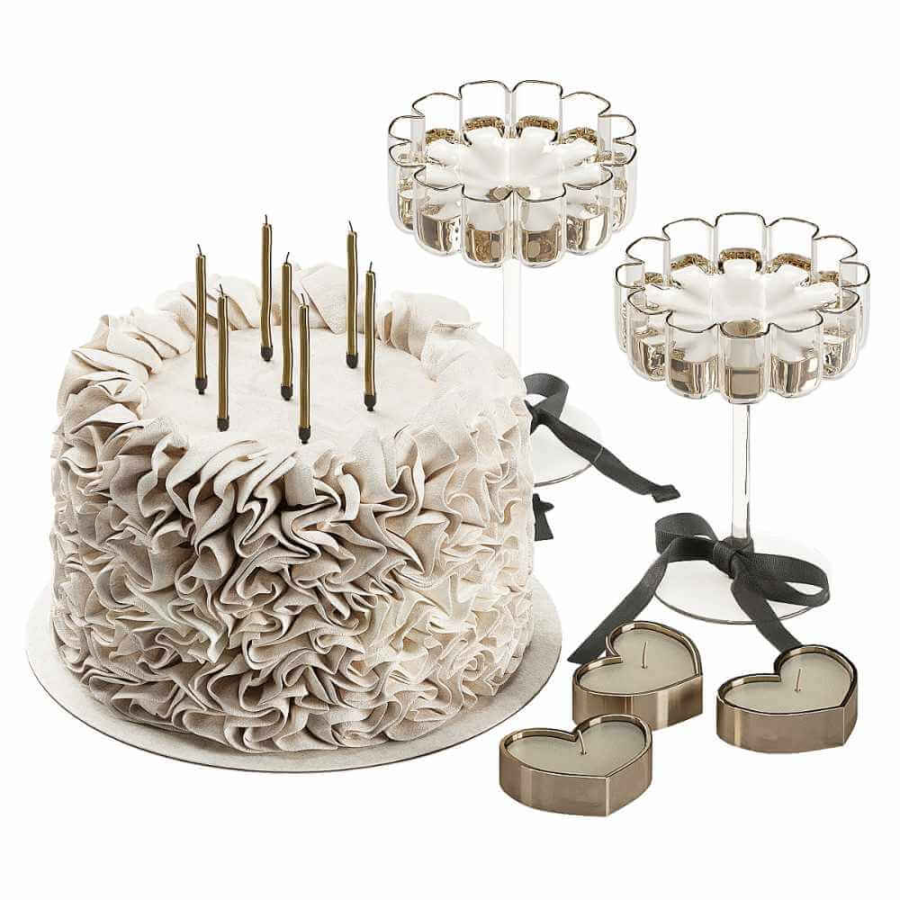 蛋糕 玻璃杯和烛台3D模型（FBX,MAX）