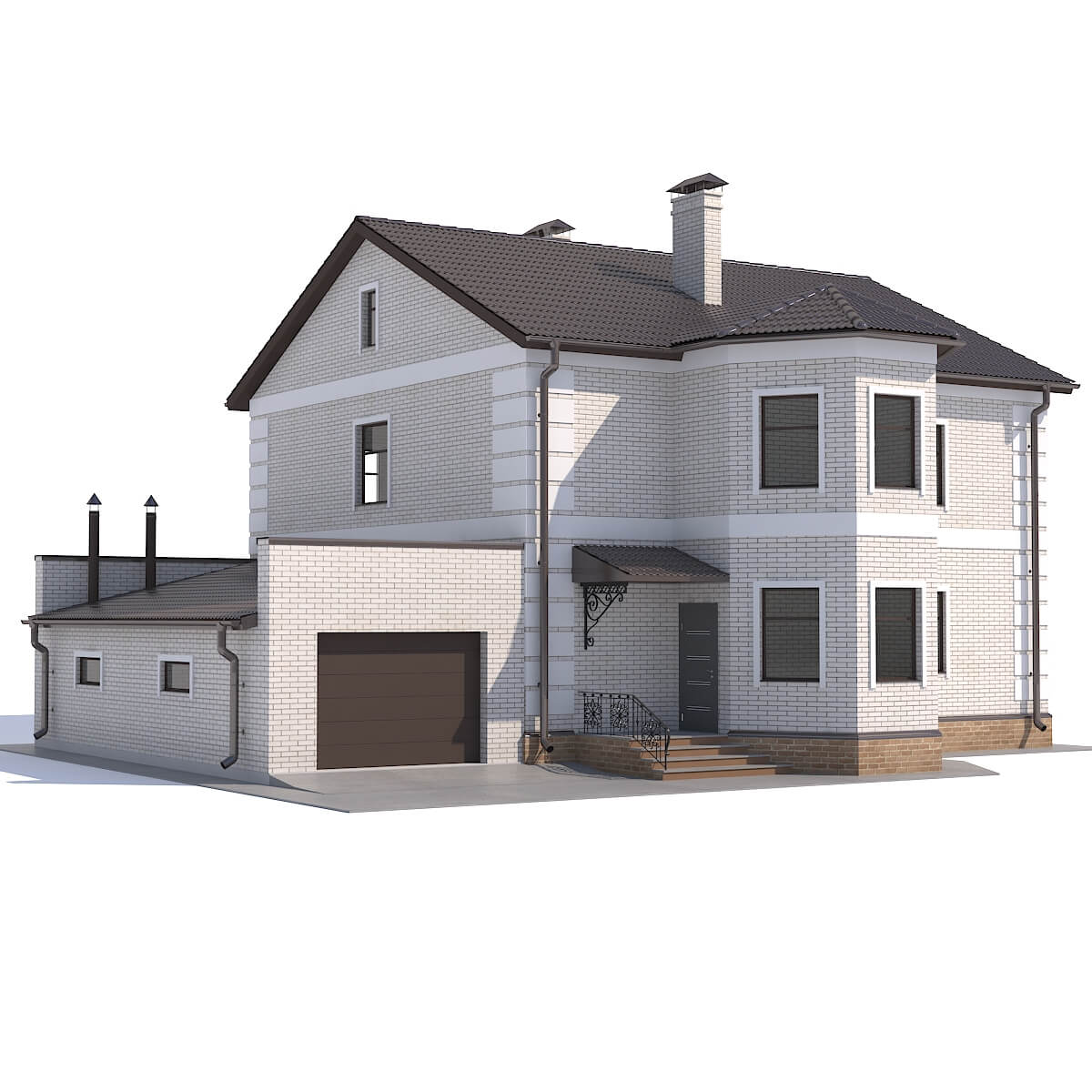 带车库的两层房屋 住宅 建筑3D模型（FBX,MAX）