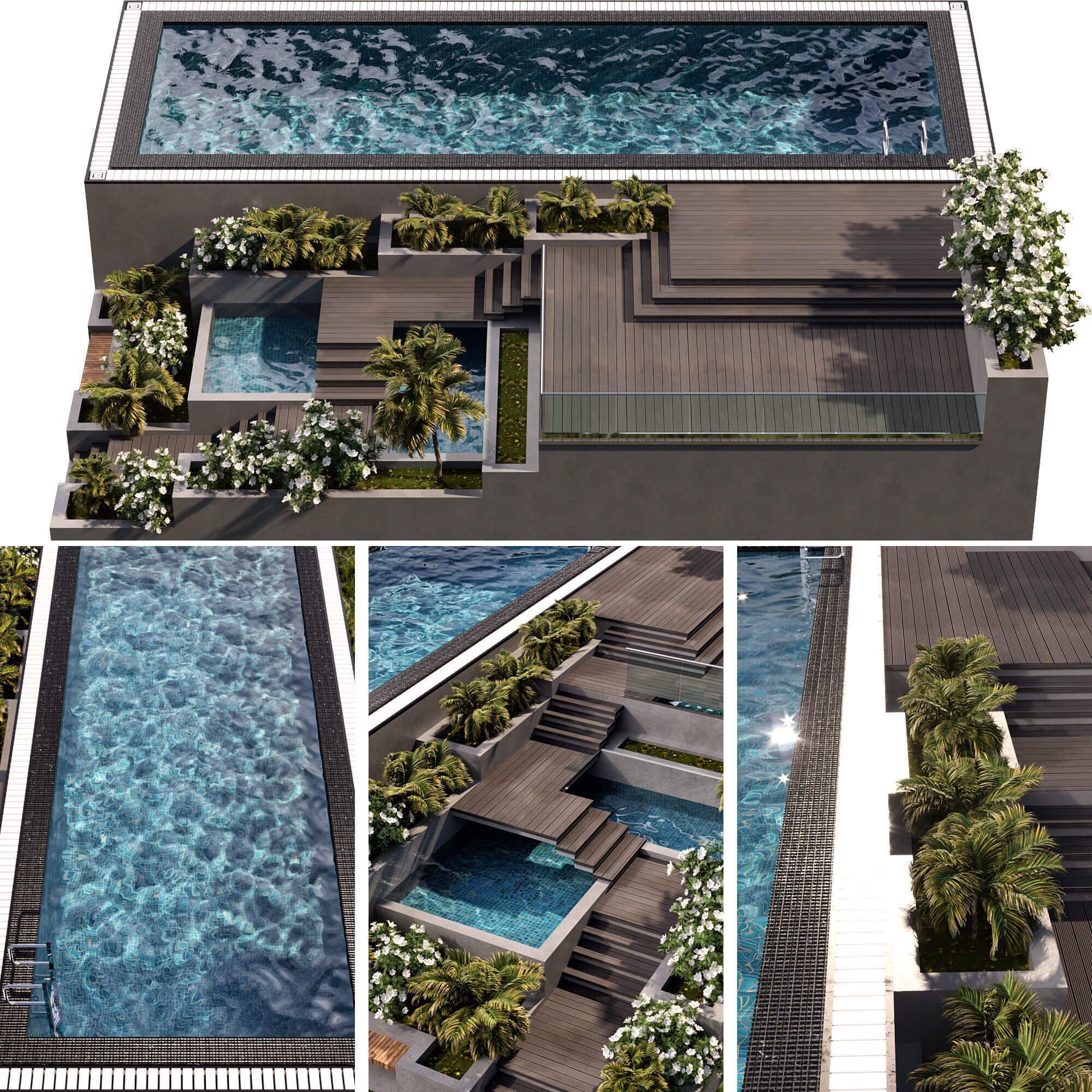 带绿植的室外游泳池3D模型（FBX,MAX）