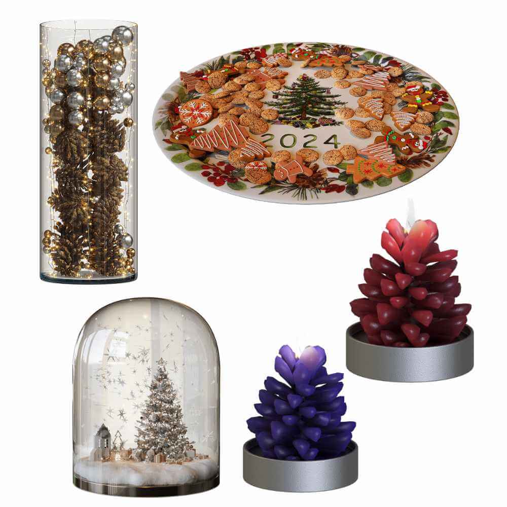 雪球 饼干 烛台等圣诞节装饰品3D模型（OBJ,FBX,MAX）