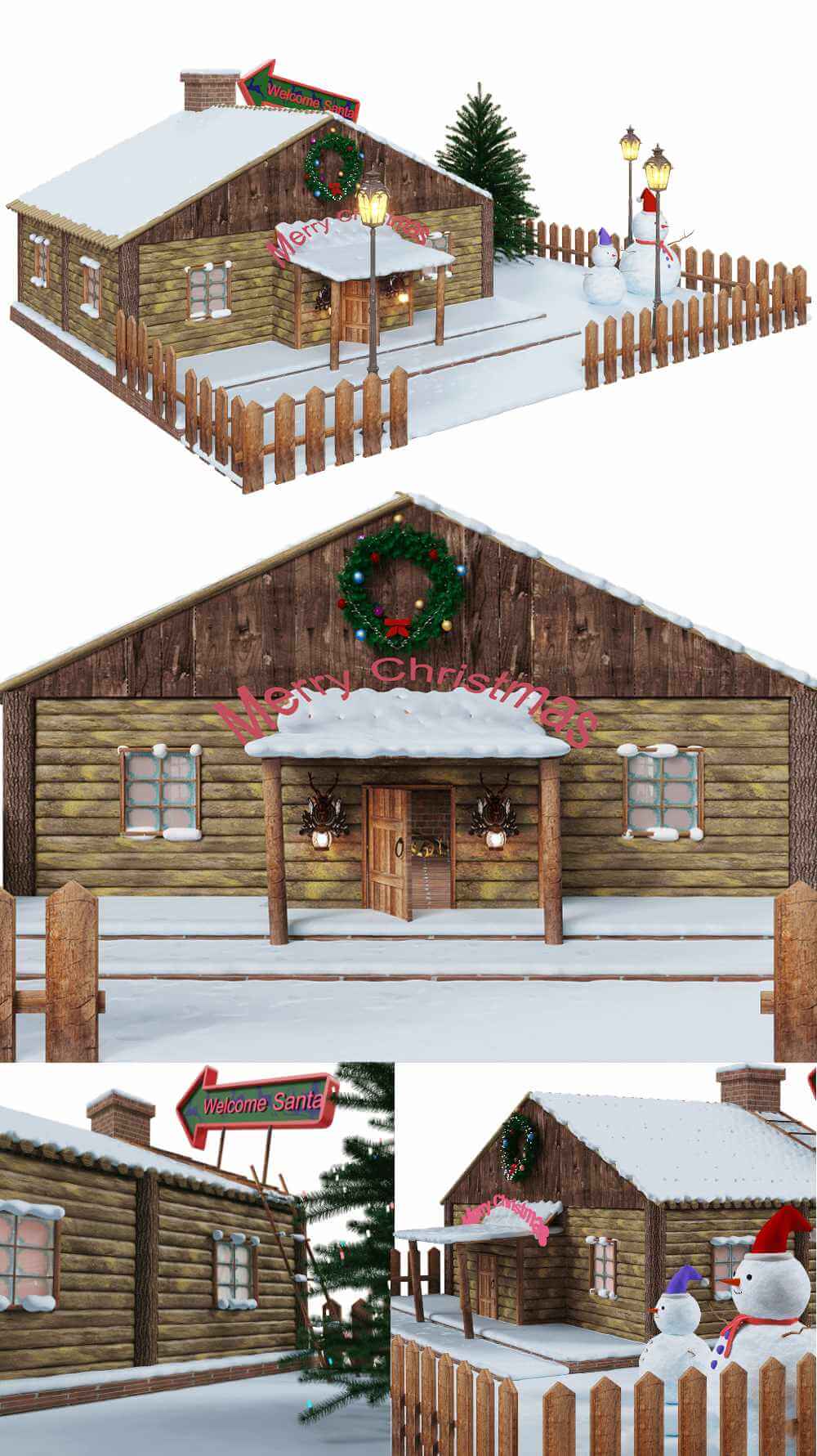 圣诞屋 圣诞节装饰3D模型（OBJ,FBX,MAX）