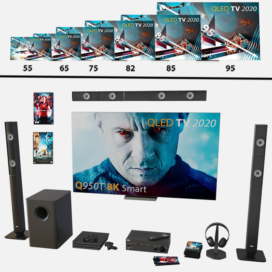 三星85 Q950T 8K智能QLED电视机3D模型（OBJ,MAX）