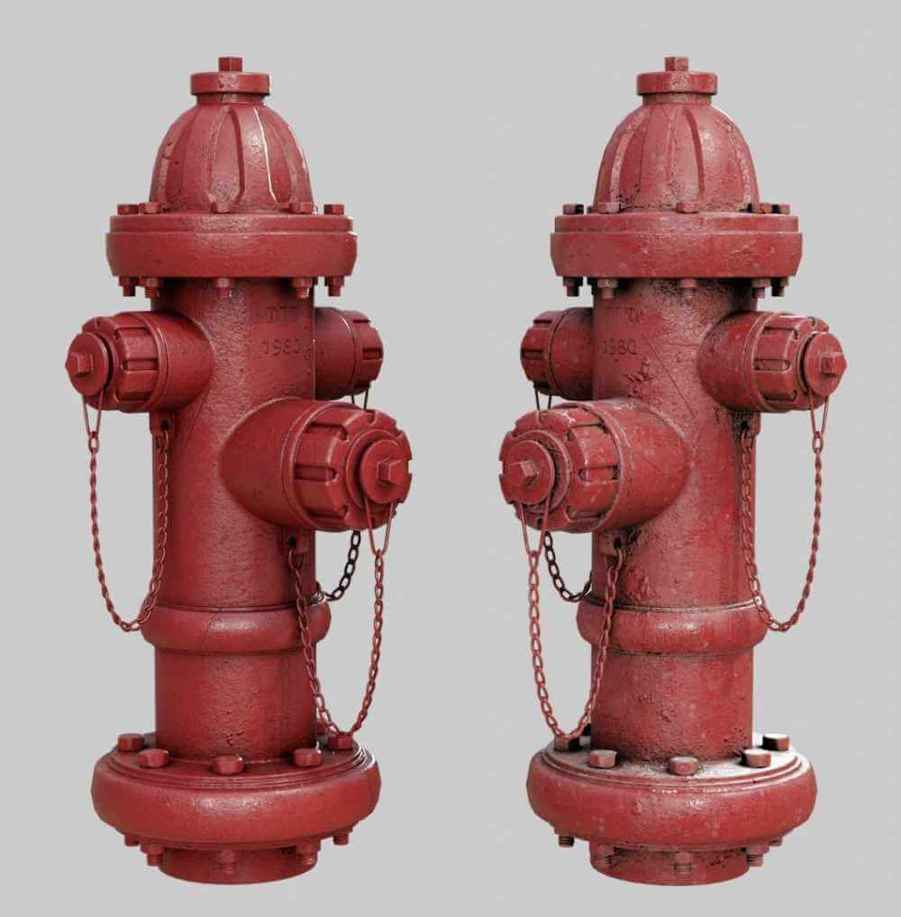 消防栓low poly 3D模型（OBJ,FBX）