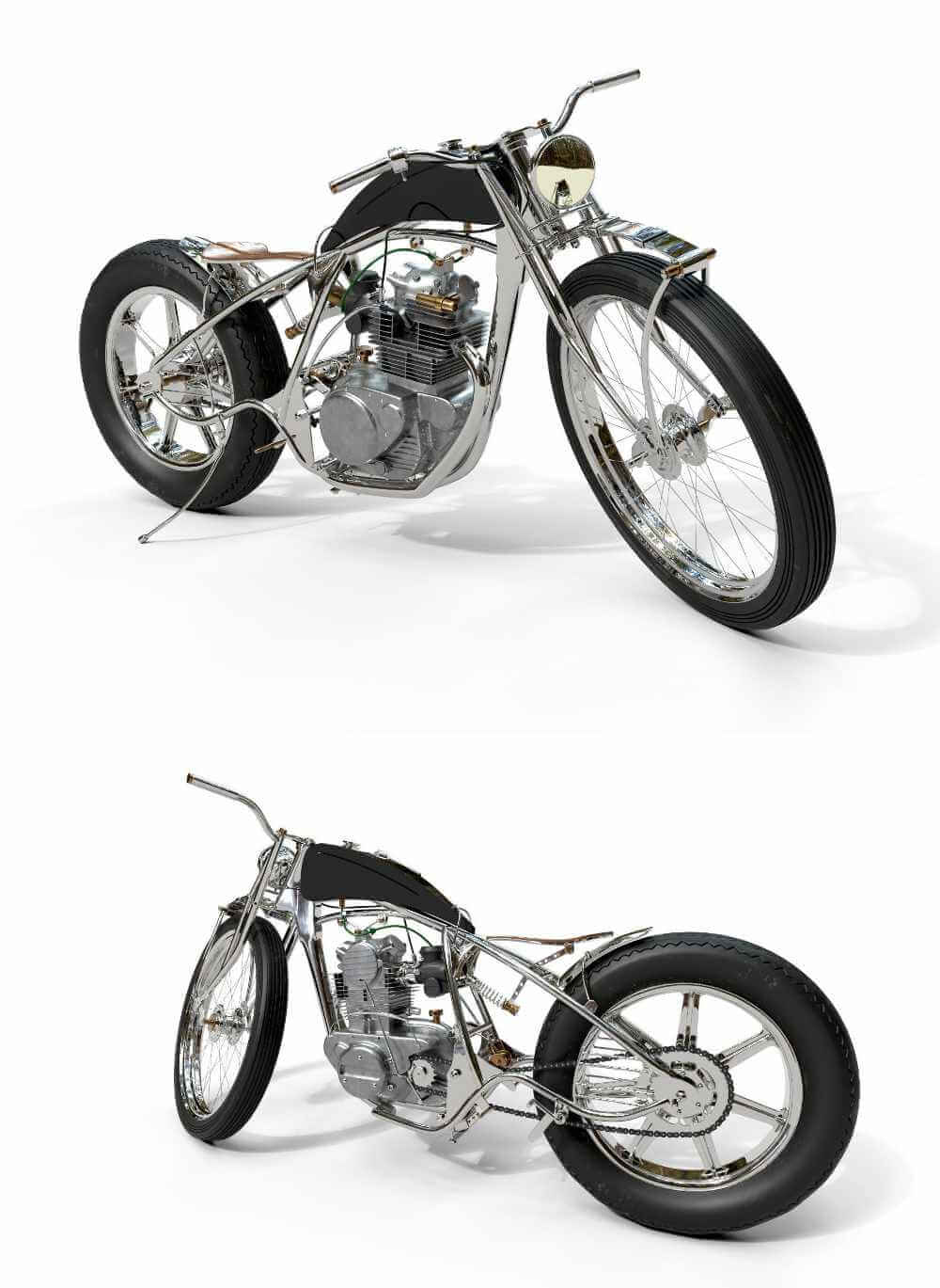 川崎Kawasaki kz250摩托车3D模型（OBJ,FBX）