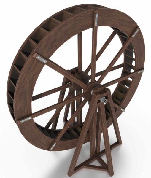 中世纪水车low poly 3D模型（OBJ,FBX）