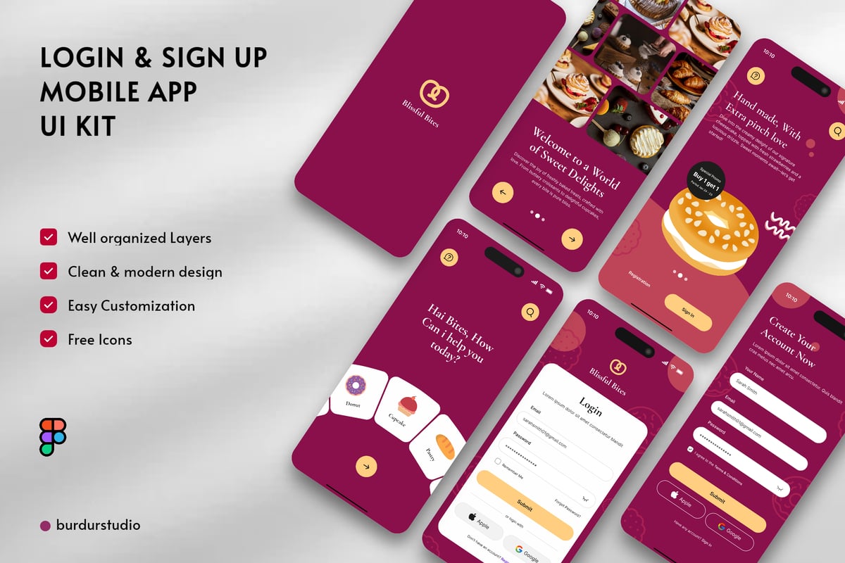 登录和注册移动应用APP UI KIT (FIG)