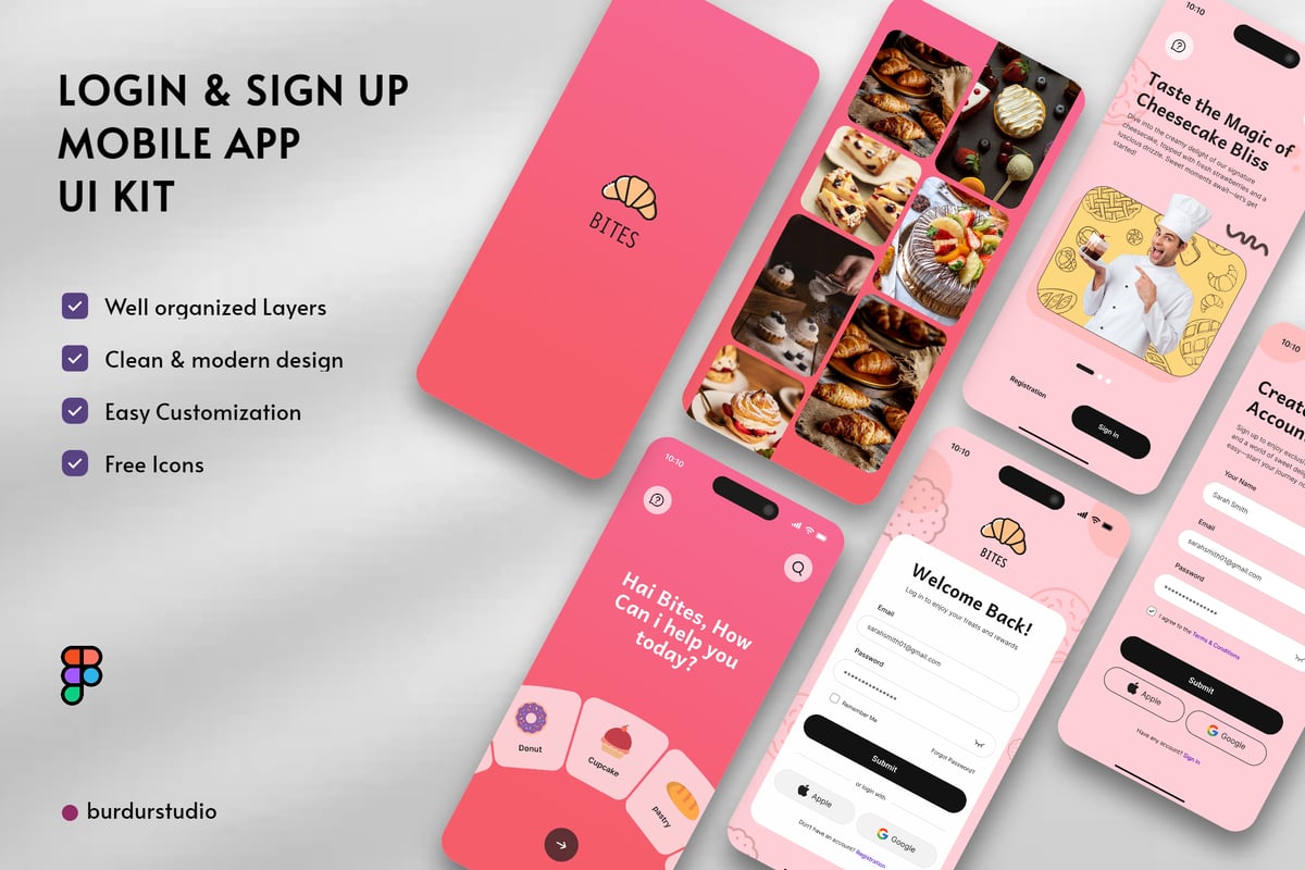 登录和注册移动应用APP UI KIT (FIG)