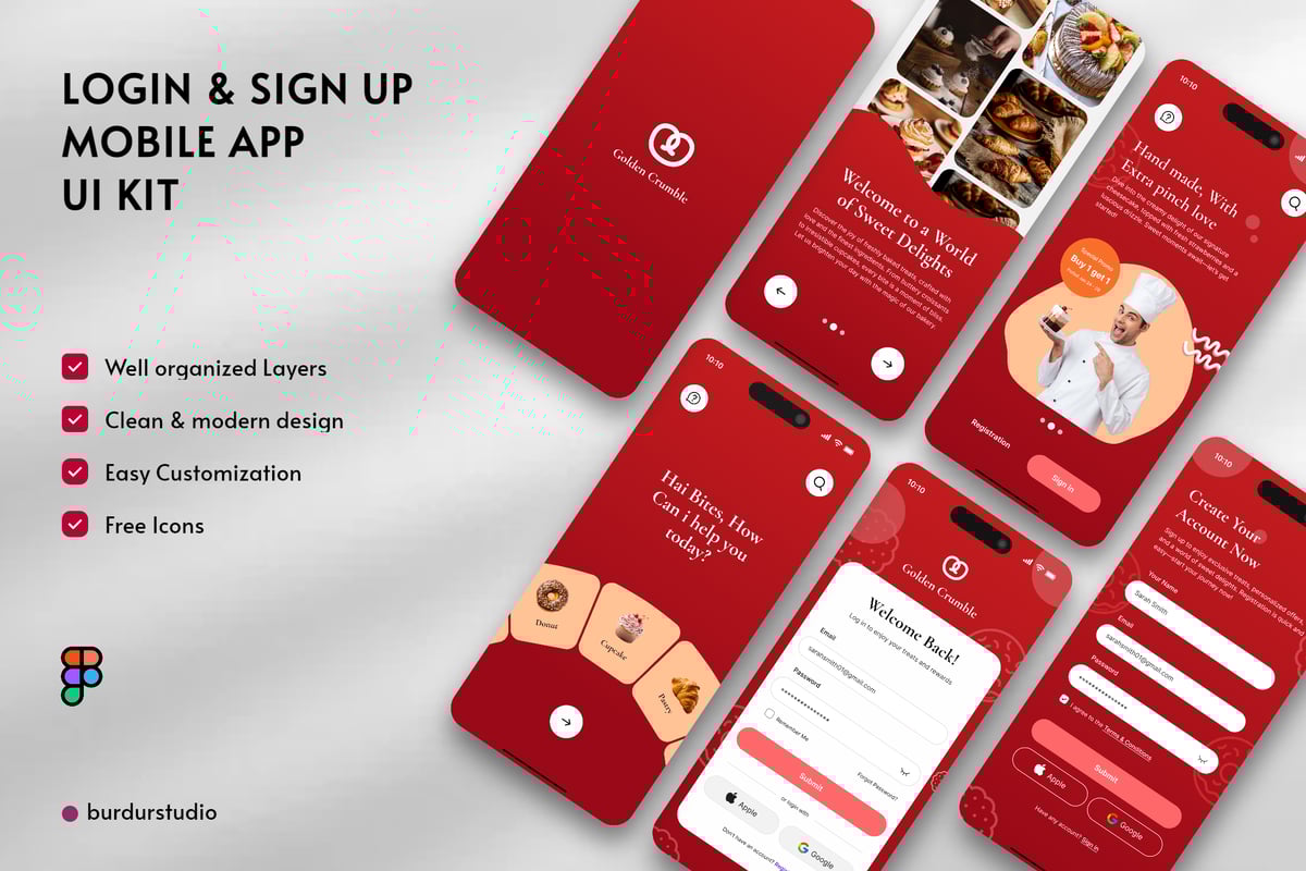 登录和注册移动应用APP UI KIT (FIG)