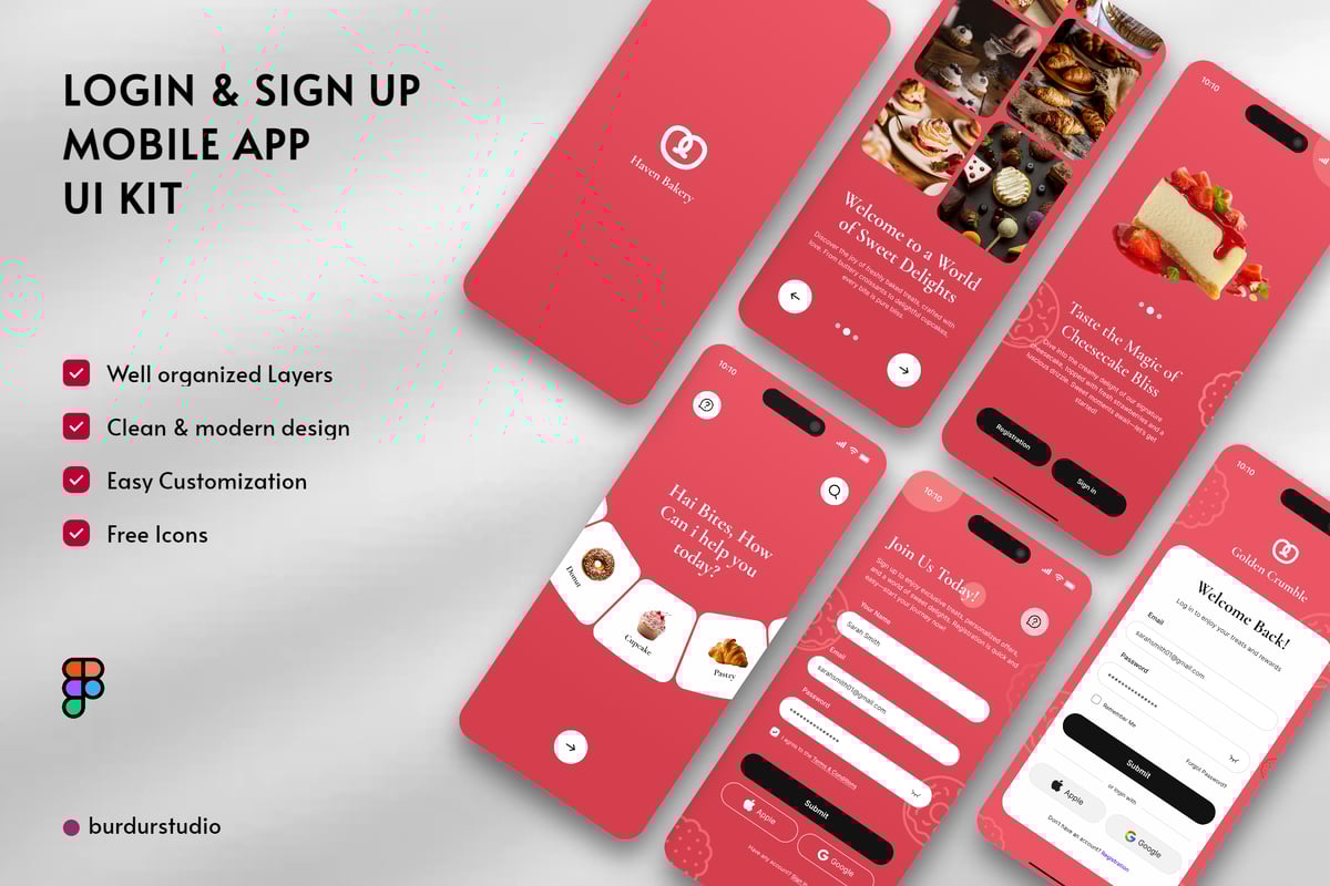 登录和注册移动应用APP UI KIT (FIG)