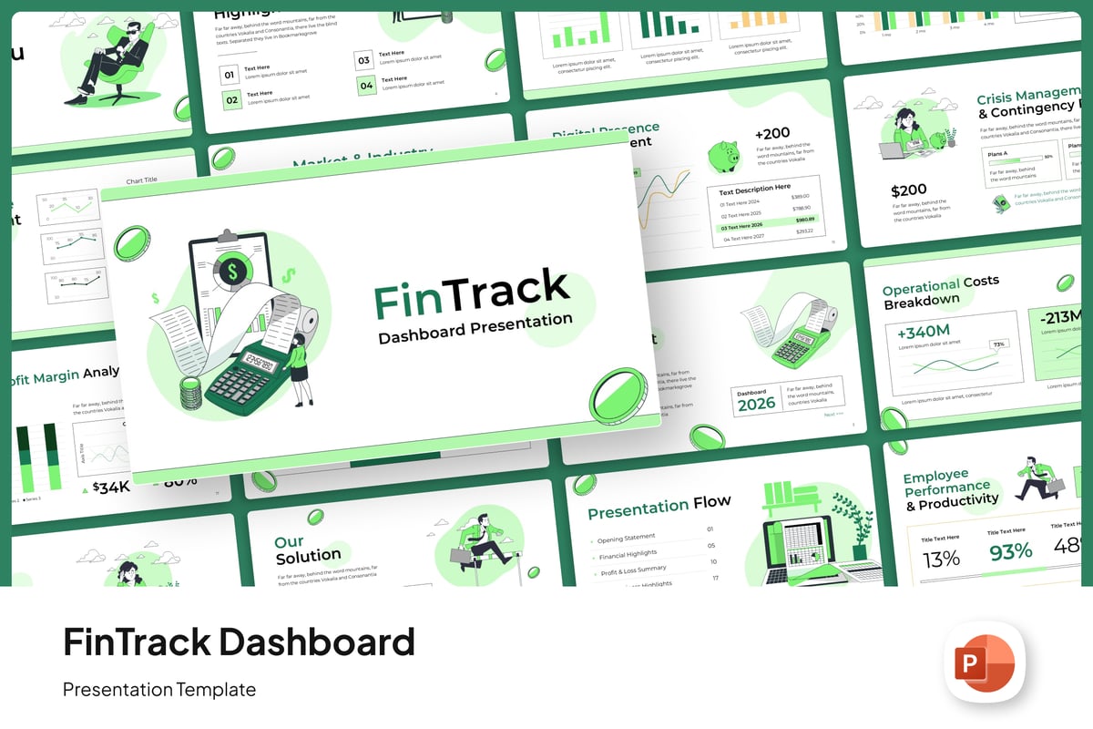 金融仪表板演示PPT模板