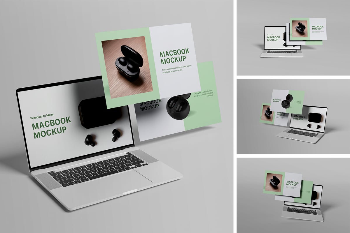 MacBook电脑模型样机 (PSD,PDF)