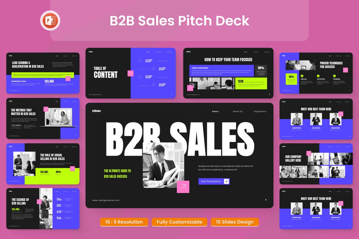 B2B推销甲板演示PPT模板 (PPTX)