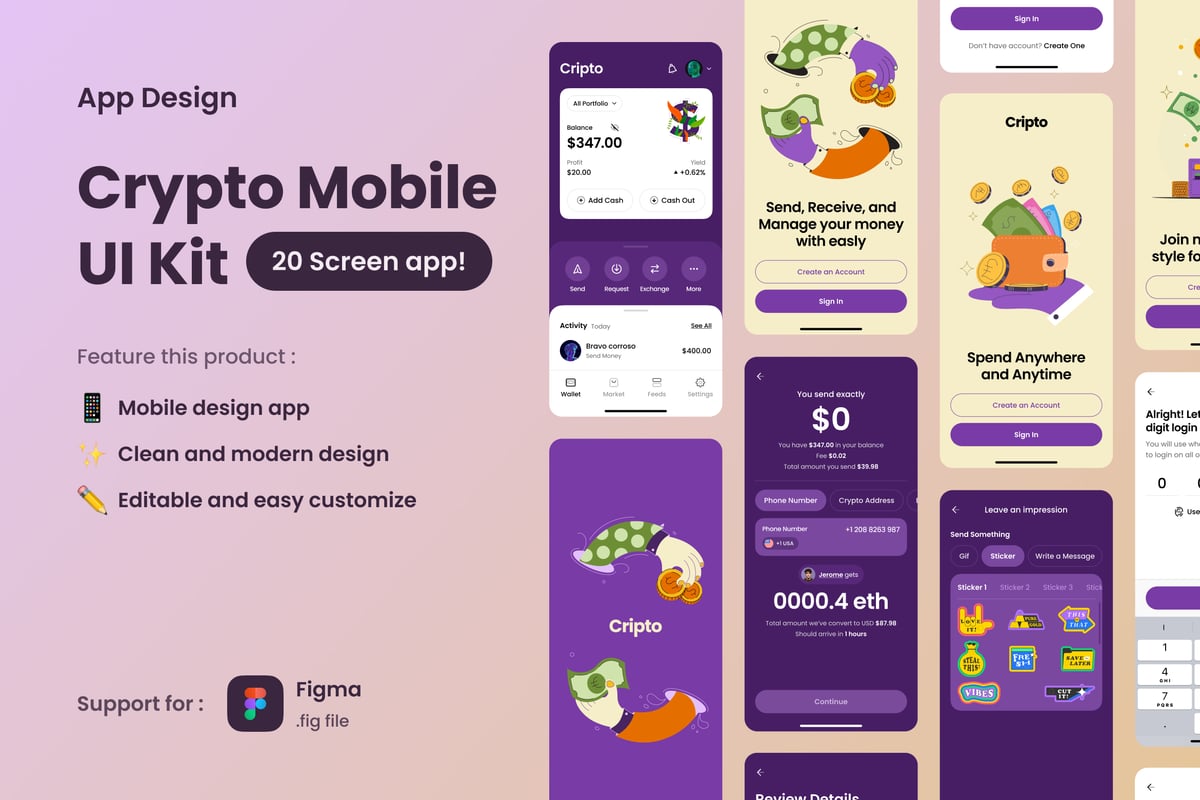 加密移动应用APP UI KIT (FIG)