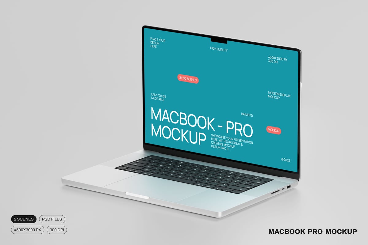 MacBook Pro电脑模型样机 (PSD,PDF)