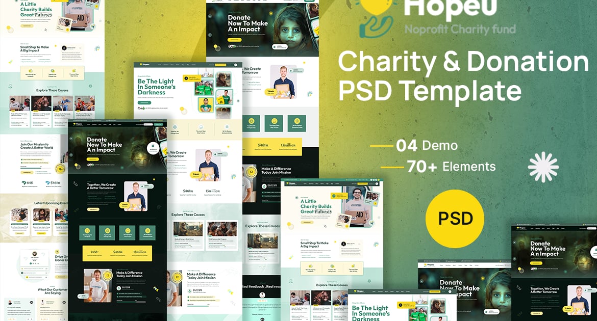 Hopeu – 慈善与捐赠 PSD 模板