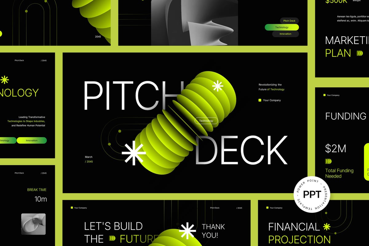 现代未来派路演PPT模板 (PPTX)