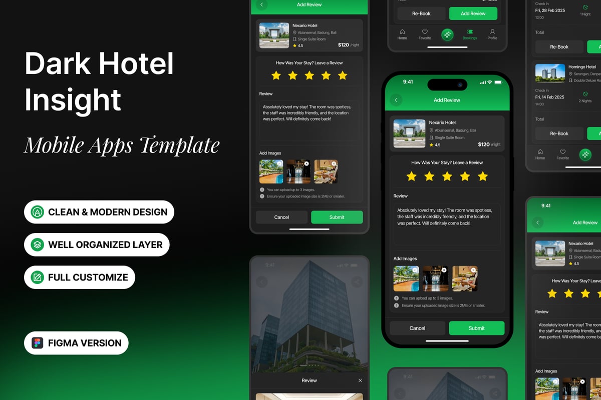 酒店评价 – 移动应用APP UI KIT (FIG)