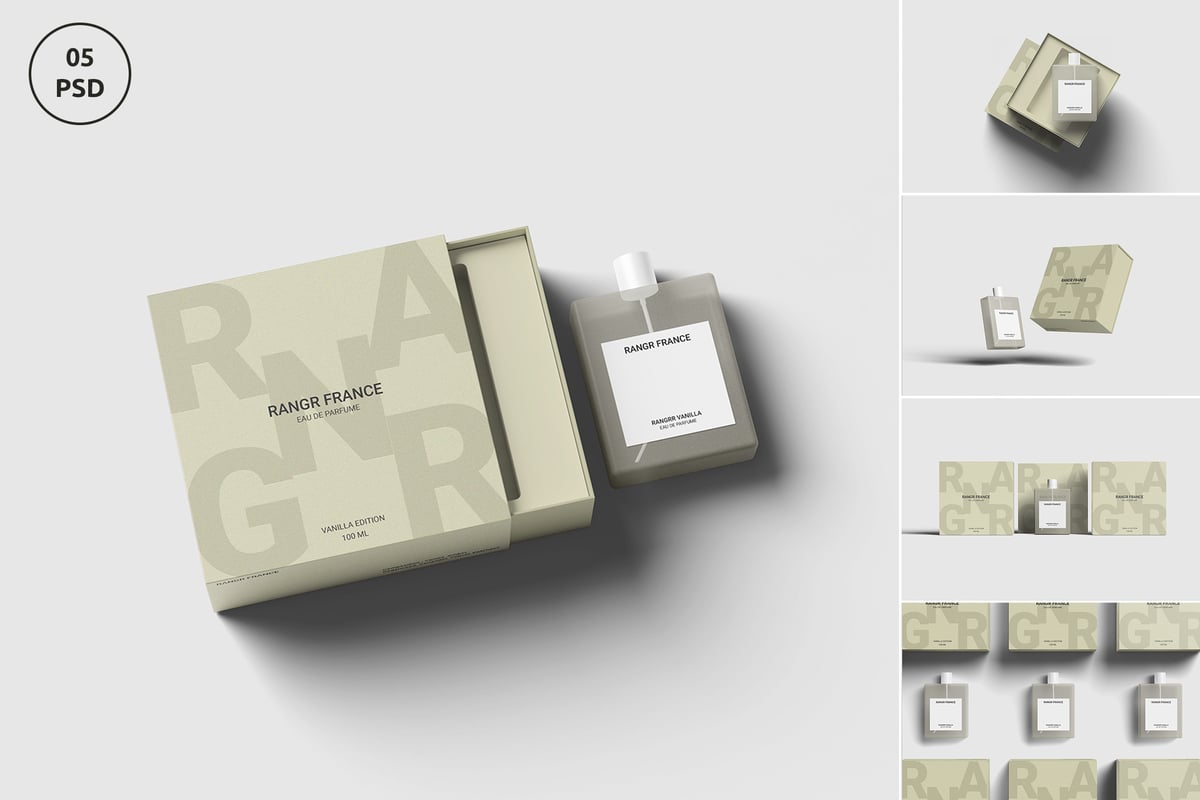 香水盒模型样机 (PSD,PDF)