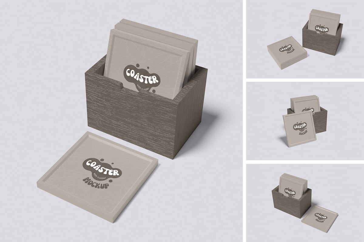 coaster杯垫设计样机 (PSD,PDF)