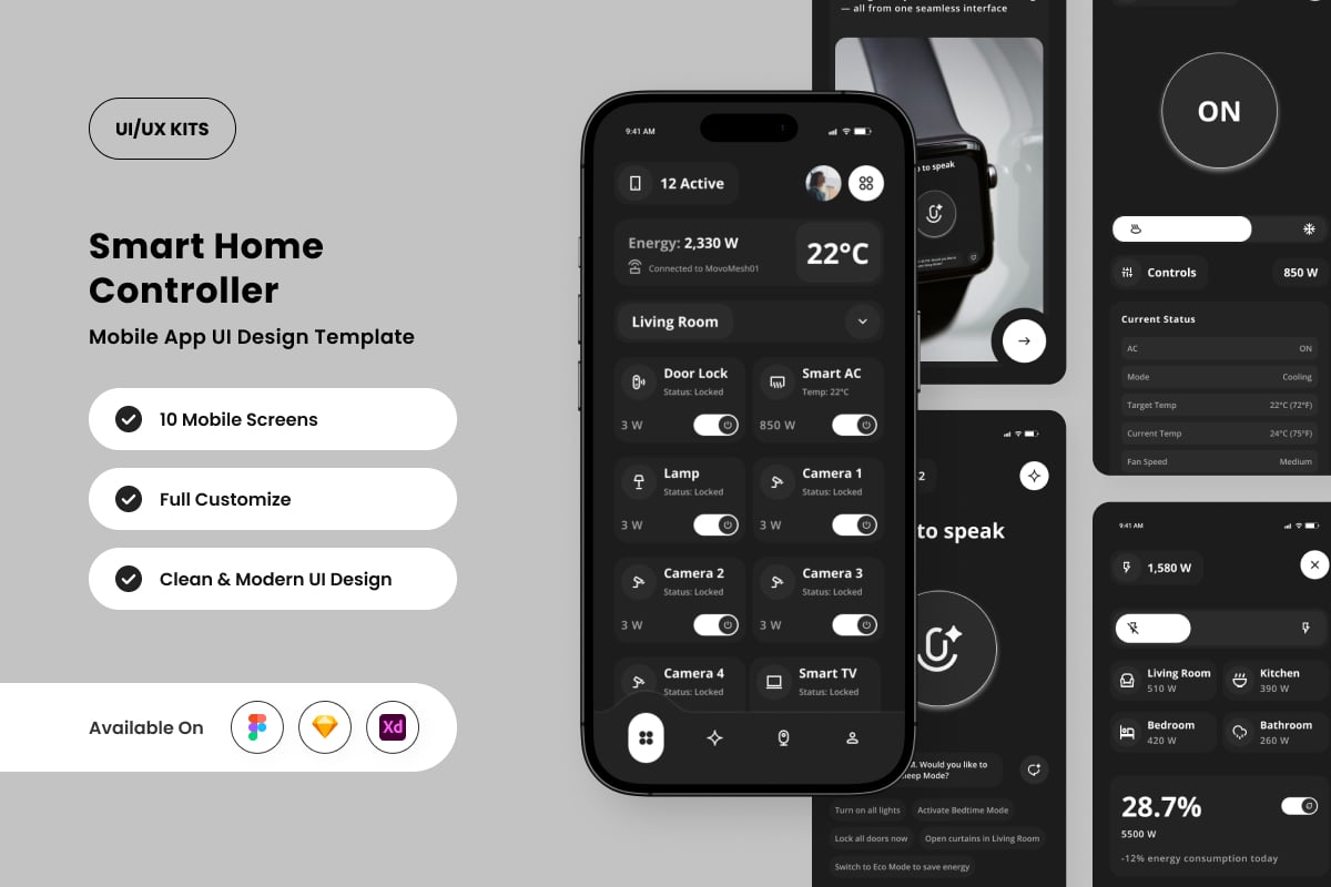 智能生活应用APP UI KIT (FIG,SKETCH,XD)