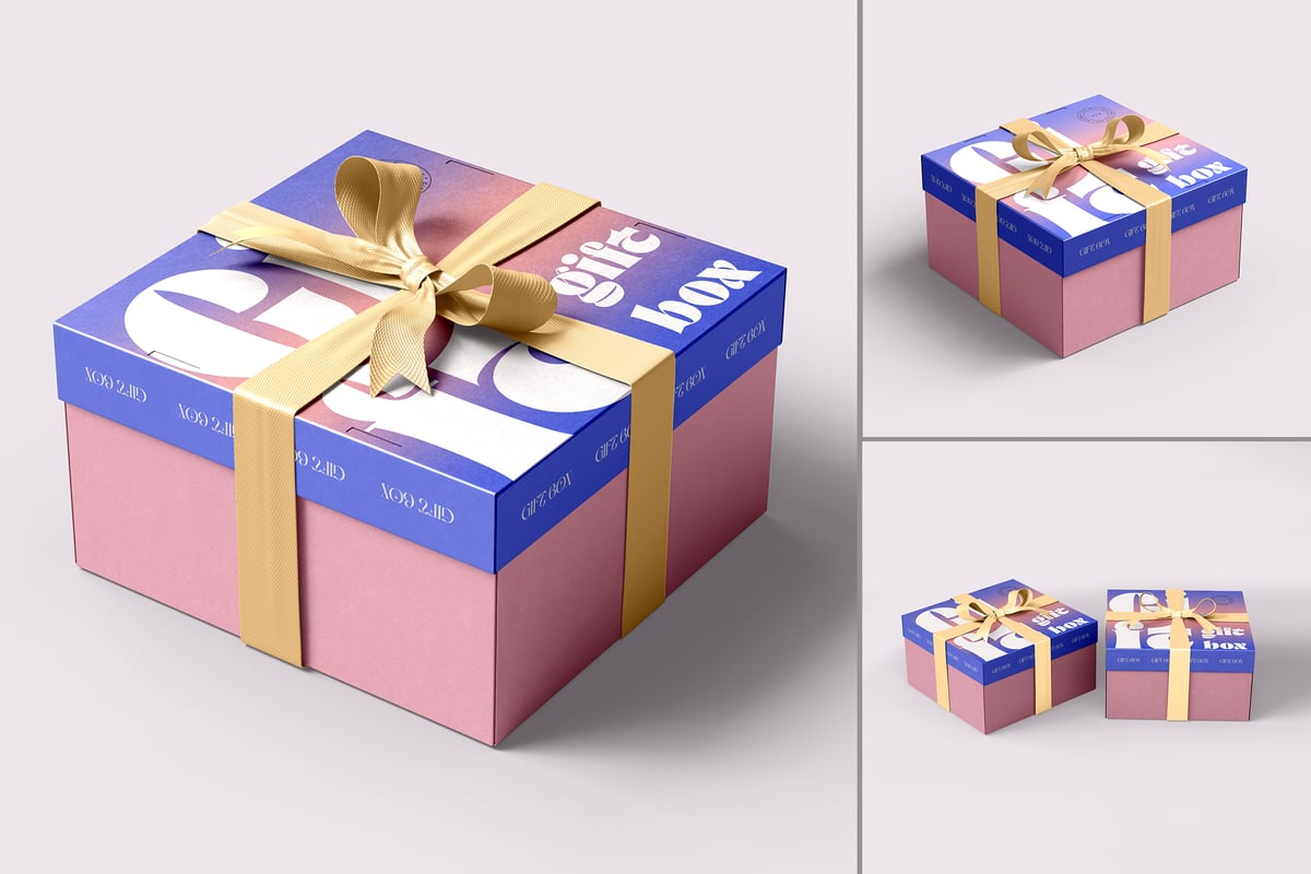 礼品盒品牌模型套装样机 (PSD)