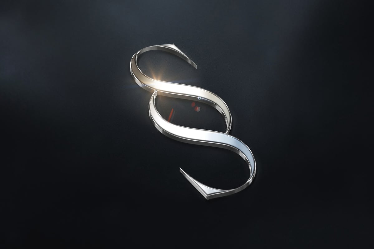 3D 镀铬徽标模型样机 (PSD)