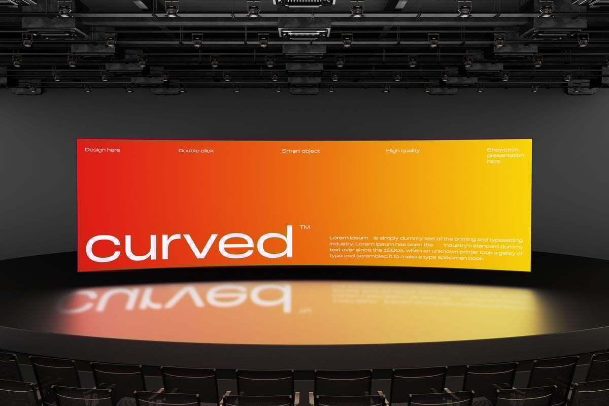 弯曲的屏幕模型样机 (PSD,PDF)