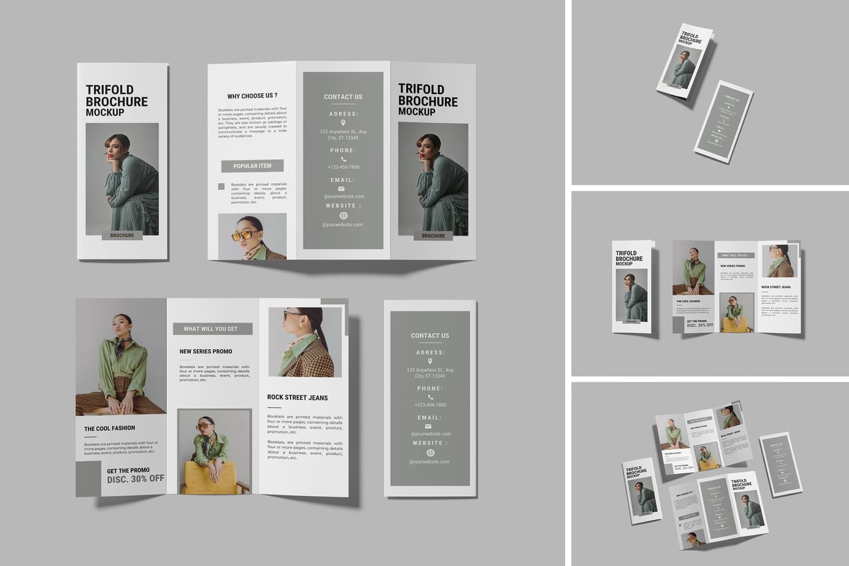 折页画册手册模型样机 (PSD,PDF)