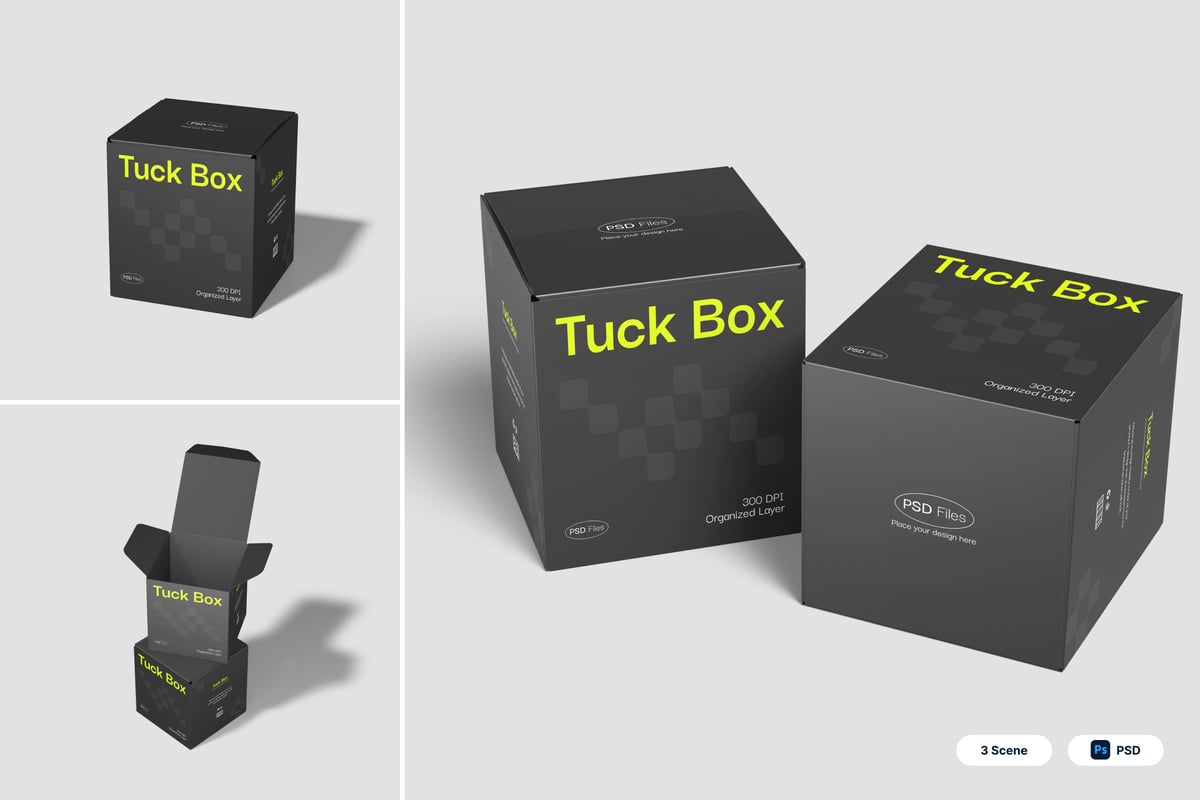 折叠纸盒样机模型样机 (PSD)