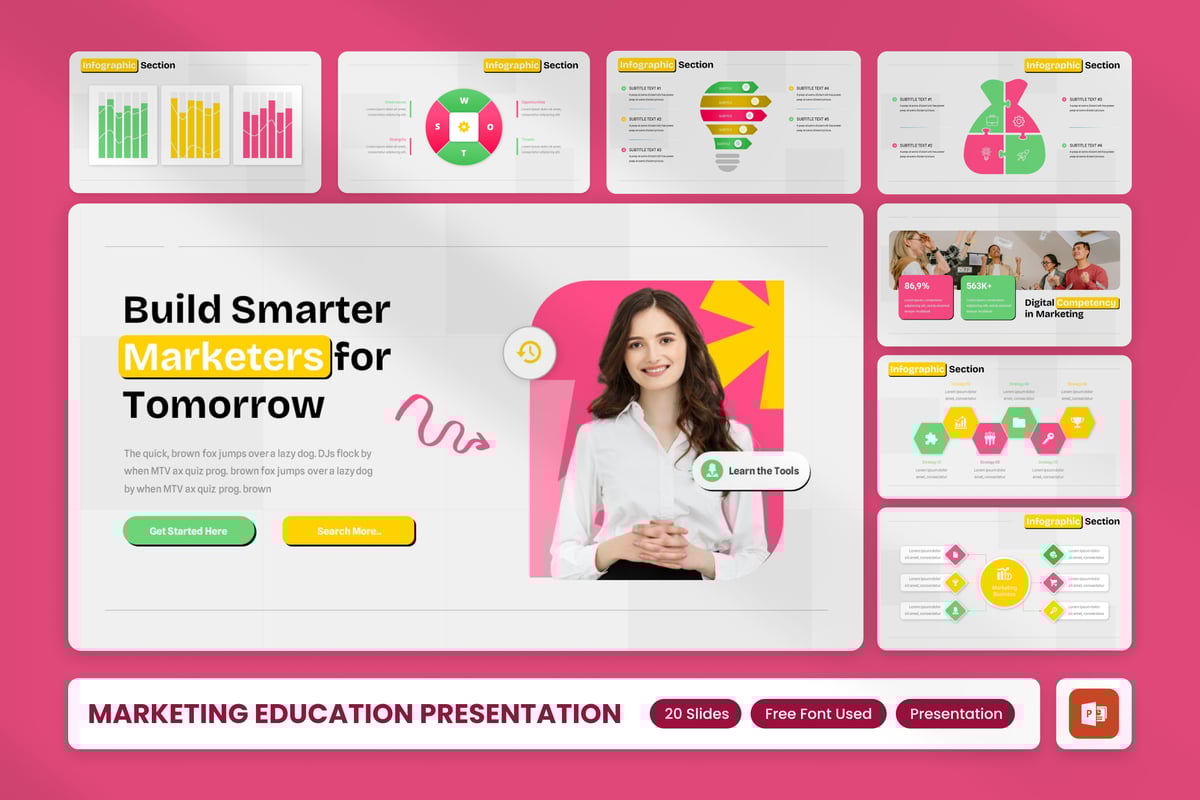 营销教育PPT模板 (PPTX)