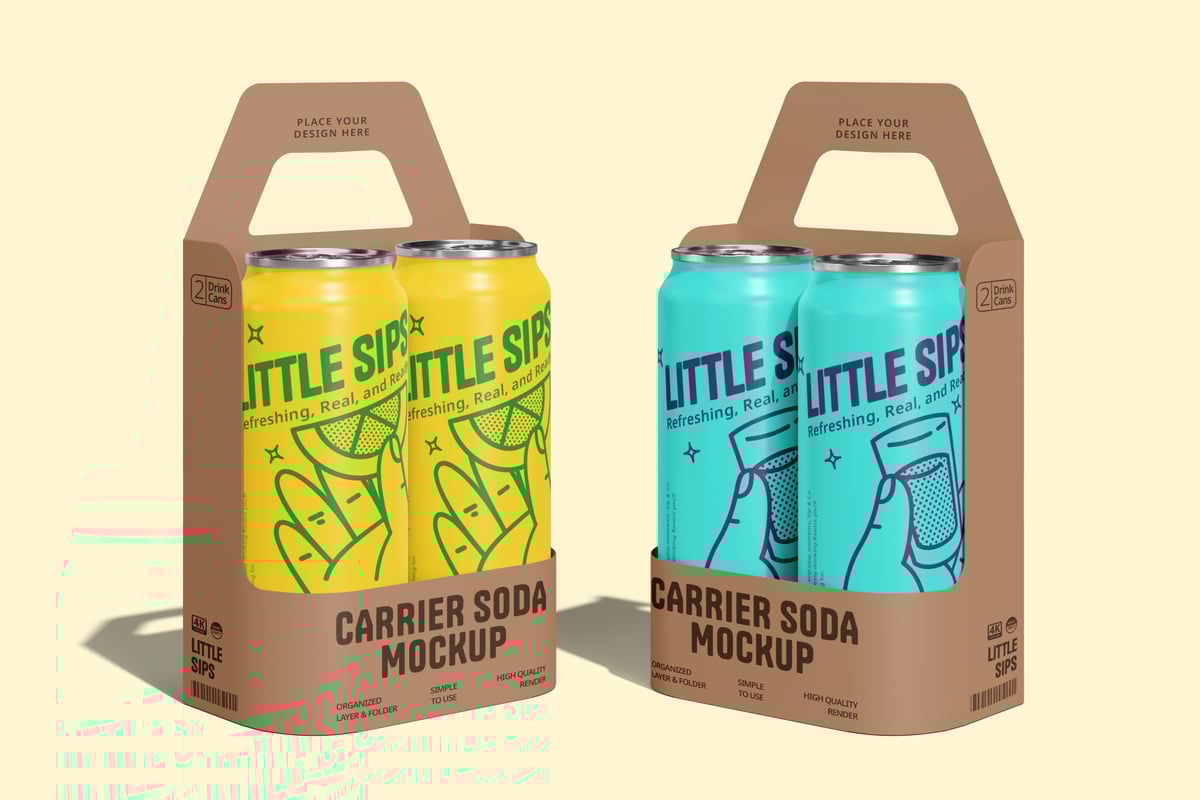 易拉罐组合包装模型样机 (PSD)