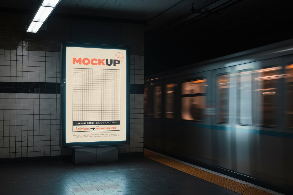 地铁站广告牌模型样机 (PSD)