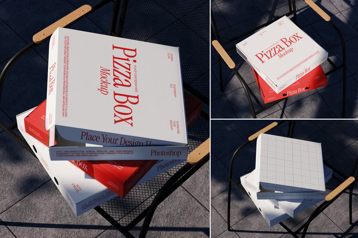 披萨盒模型样机 (PSD)