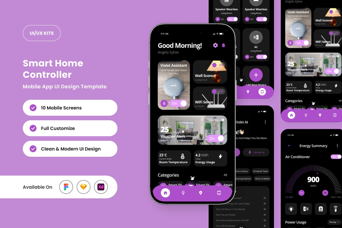 智能家居应用APP UI KIT (FIG,SKETCH,XD)