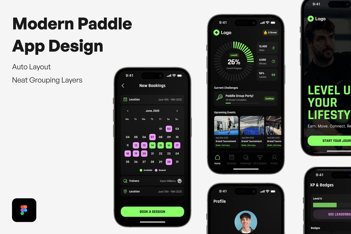 运动预约应用APP UI KIT (FIG)
