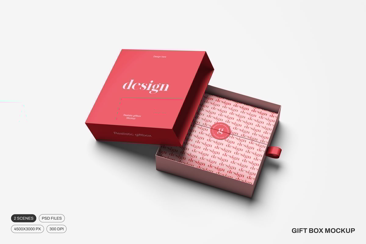礼品盒模型样机 (PSD,PDF)
