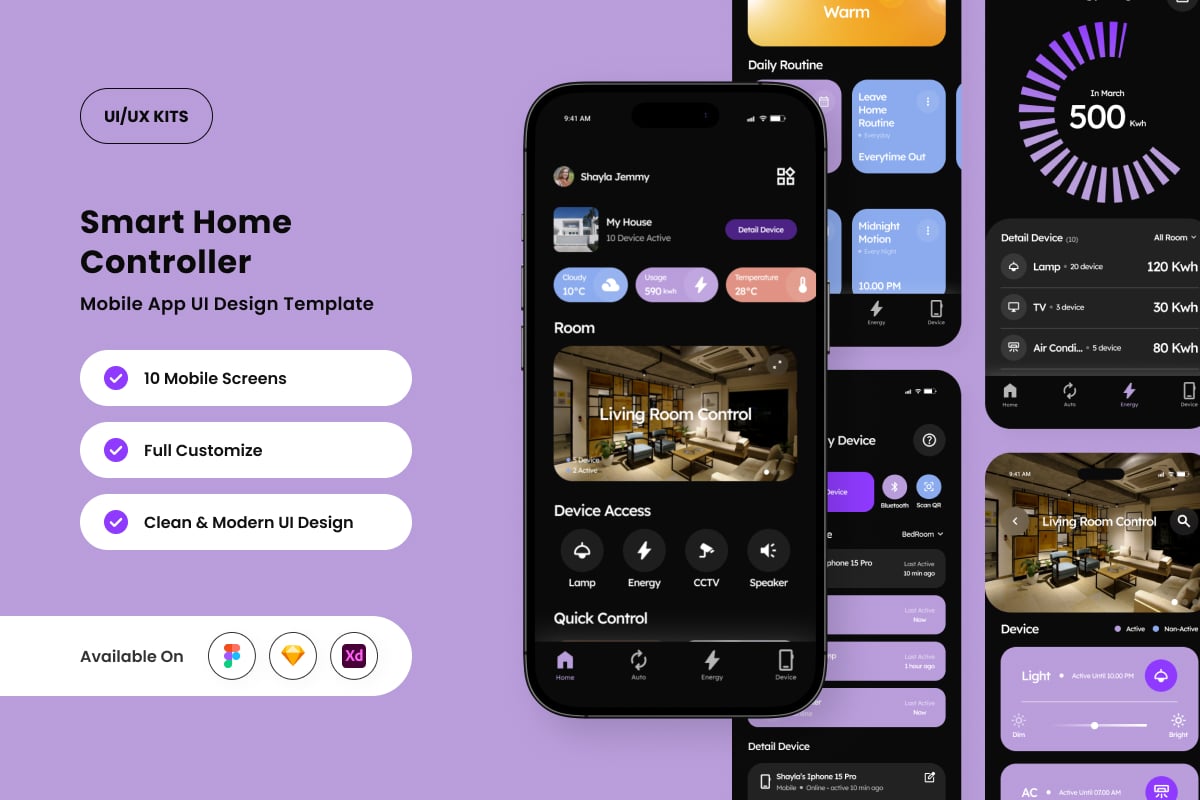 AI智能居家APP UI KIT (FIG,SKETCH,XD)