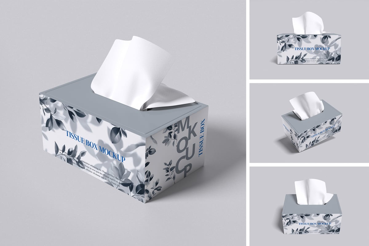 纸巾盒模型样机 (PSD,PDF)