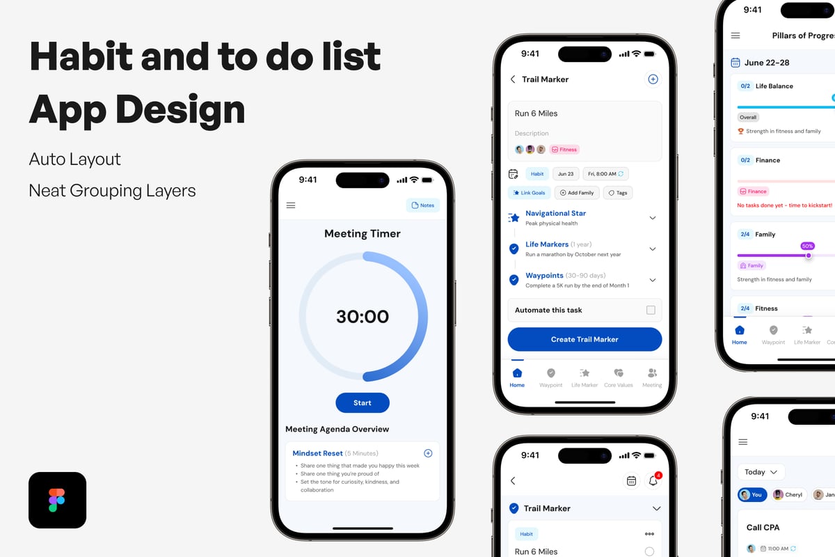 习惯行为和列表应用APP UI KIT (FIG)
