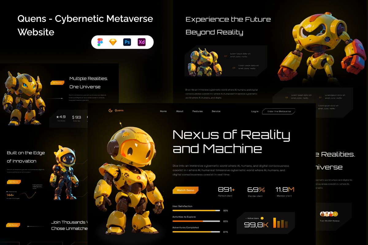 元宇宙项目网站UI模板 (FIG,PSD,SKETCH,XD)